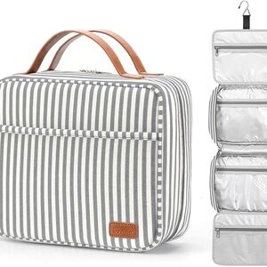 Bosidu Striped Gray and White Toiletry Bag